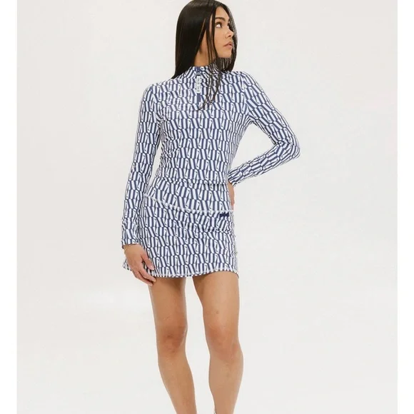 Fore All 1/4 zip Golf Top size M Bea Base Mock Indigo/White Fa Pattern - Picture 4 of 6